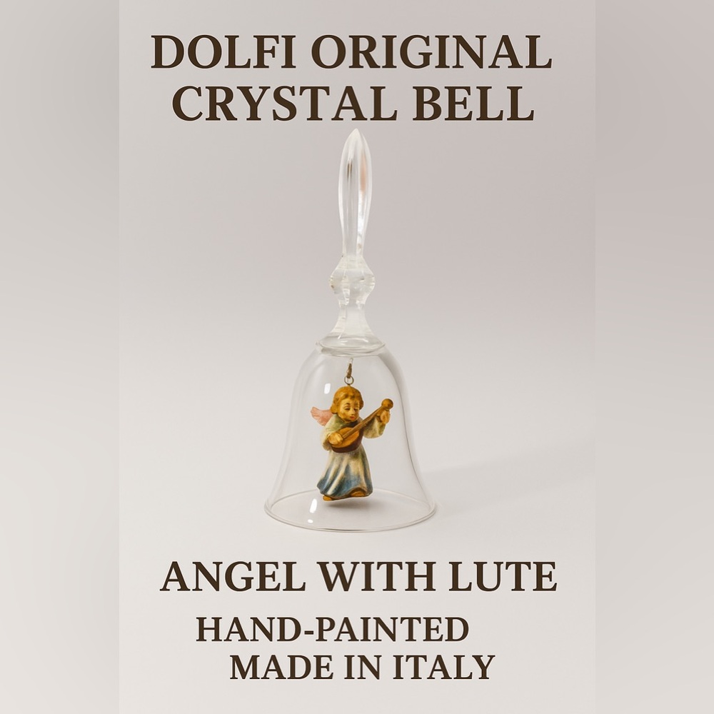 🛎️ DOLFI Original Crystal Bell – Angel with Lute – Made in Italy